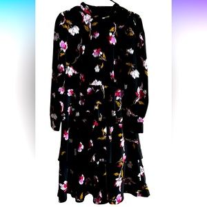 Who What Wear black floral dress layered/ruffle size Med